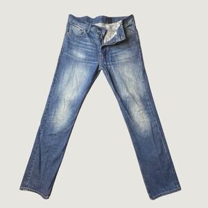 H&M Jeans Mens 32 Blue &Denim Slim Fit Button Fly Medium Wash Stretch Casual